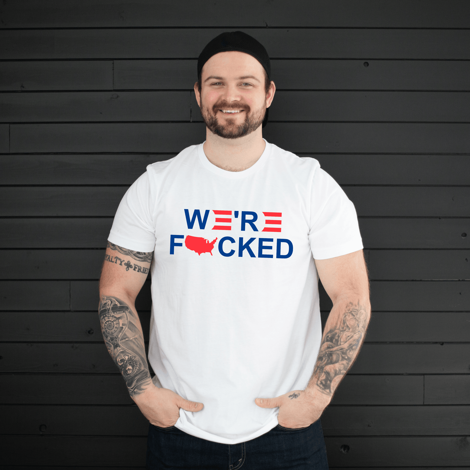 we're fucked graphic tee
