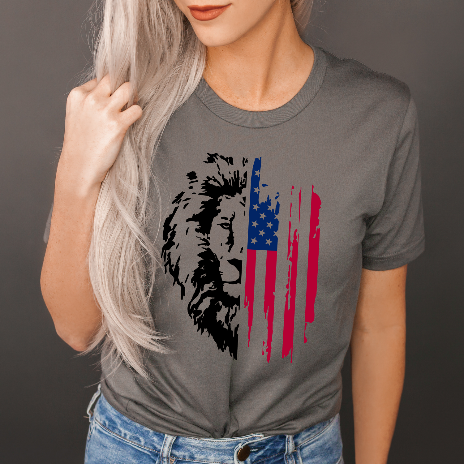 american flag lion tee